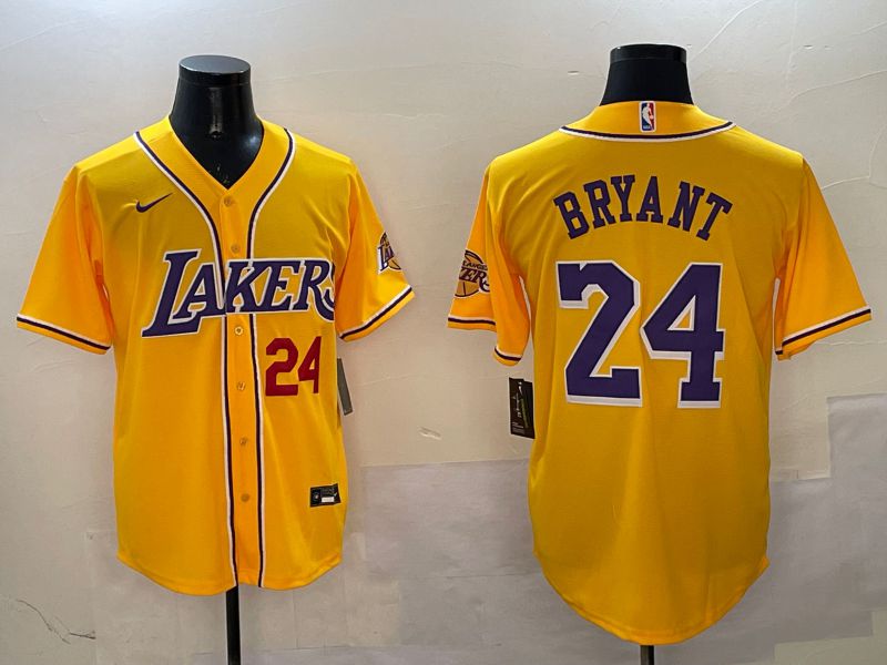 Men Los Angeles Lakers #24 Bryant Yellow Joint Name Nike 2025 NBA Jersey style 6->->NBA Jersey